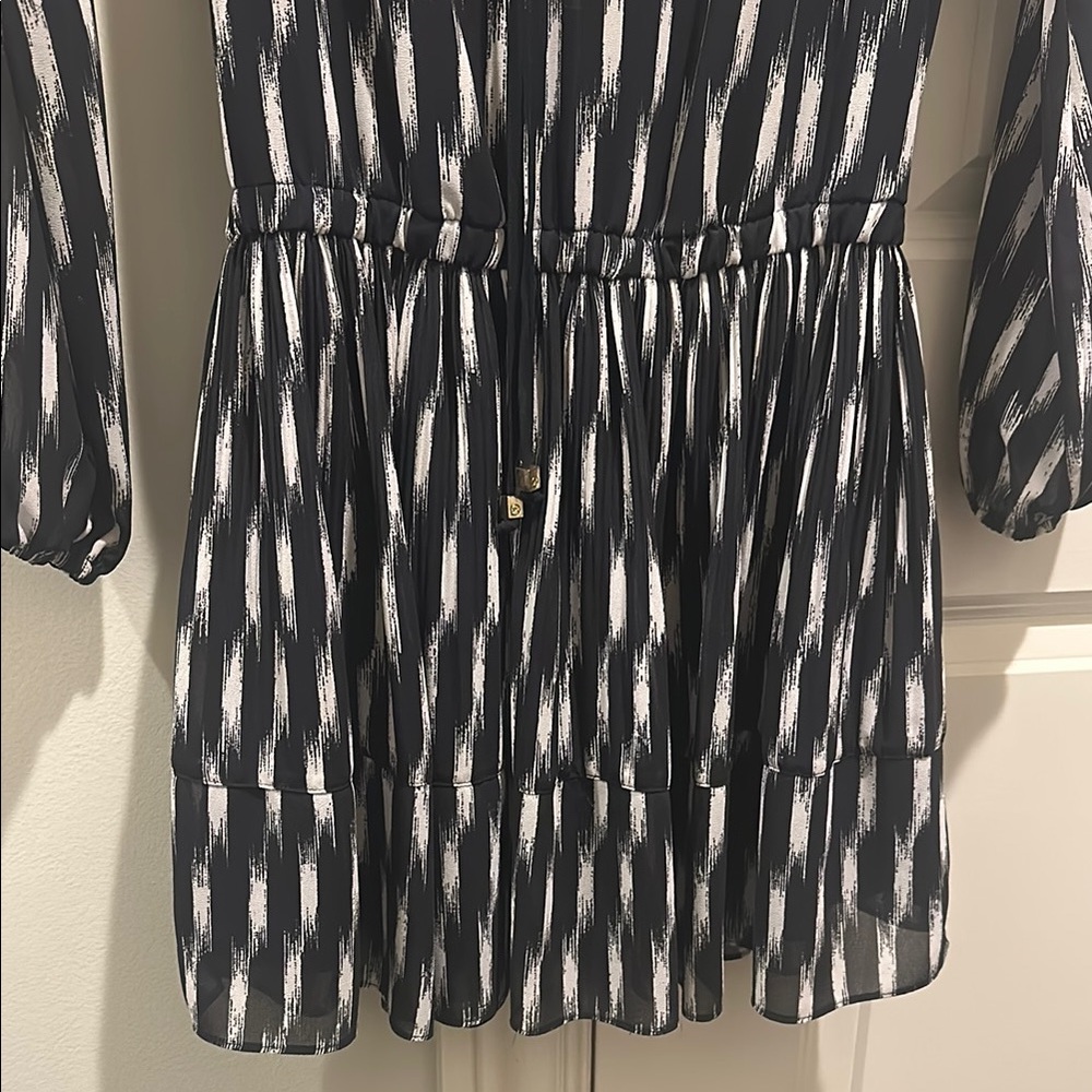 Elegant Black and White Striped Dress